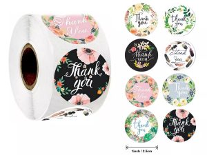Flower thank you stickers 500